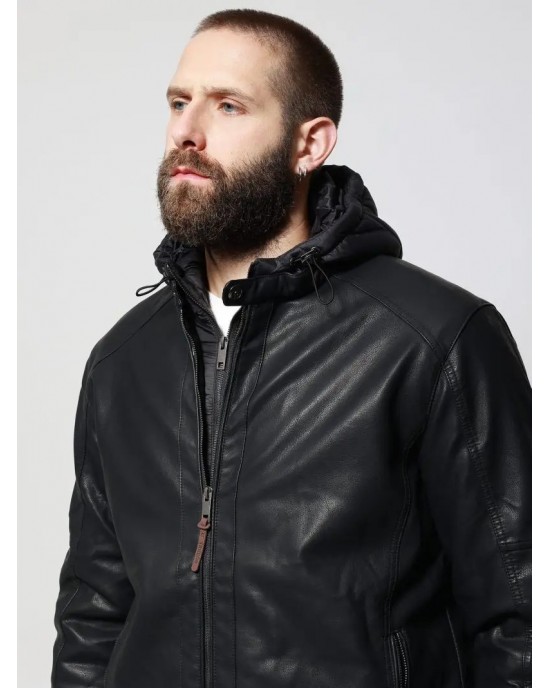 Ανδρικό Jacket Eco-Leather Μπουφάν VENERO  Μαύρο