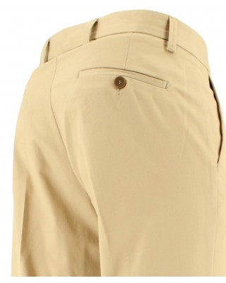 BEIGE FABRIC PANTS WITH PLEATS