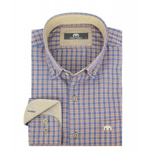 ΑΝΔΡΙΚΟ ΠΟΥΚΑΜΙΣΟ-ΤΗΣ ΕΤΑΙΡΕΙΑΣ MAKIS TSELIOS ΚΑΡΟ ΜΠΛΕ ΚΑΙ ΚΑΜΕΛ 