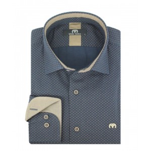 ΑΝΔΡΙΚΟ ΠΟΥΚΑΜΙΣΟ ΤΗΣ ΕΤΑΙΡΕΙΑΣ MAKIS TSELIOS classic fit ΜΠΛΕ ΜΙΚΡΟΣΧΕΔΙΟ ΜΕ ΚΑΦΕ 