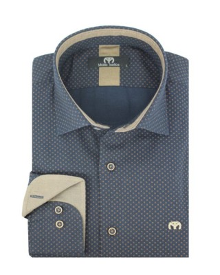 ΑΝΔΡΙΚΟ ΠΟΥΚΑΜΙΣΟ ΤΗΣ ΕΤΑΙΡΕΙΑΣ MAKIS TSELIOS classic fit ΜΠΛΕ ΜΙΚΡΟΣΧΕΔΙΟ ΜΕ ΚΑΦΕ 