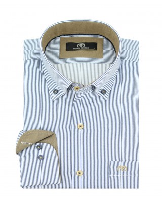 MEN'S SHIRT STRIPED BLUE HIGH LENGTH 