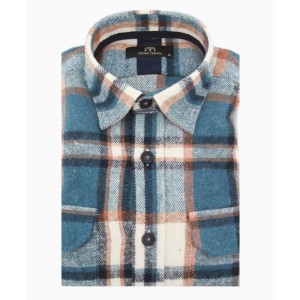 Ανδρικό φανελένιο πουκάμισο makis tselios μπλε-καφέ.