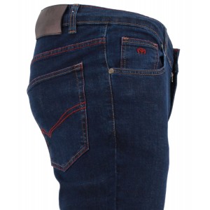 Παντελόνι τζιν μπλε με κόκκινα γαζιά makis tselios.