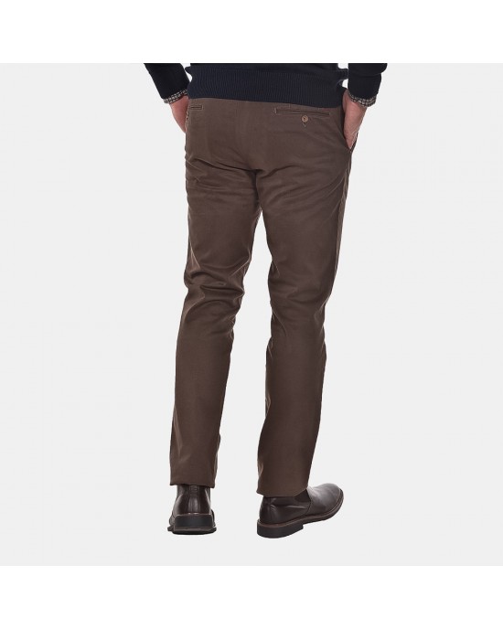 Twill chino pants in regular brown line