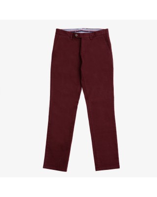 Peach touch chino pants in regular burgundy line