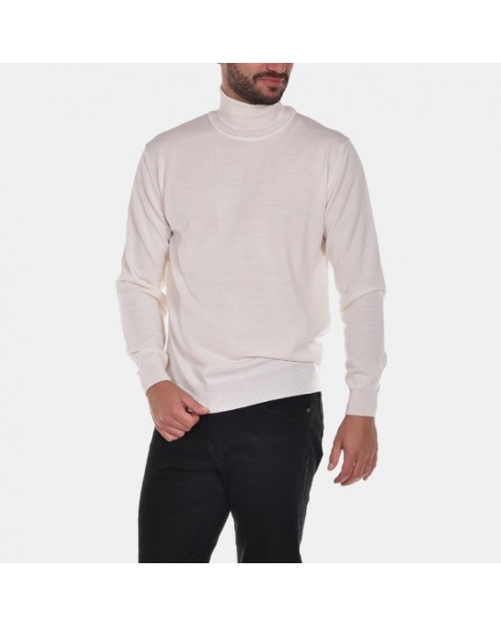 DUR turtleneck sweater in narrow line white