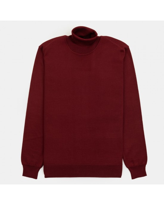 DUR turtleneck sweater in burgundy narrow line