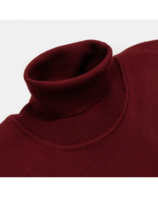 DUR turtleneck sweater in burgundy narrow line