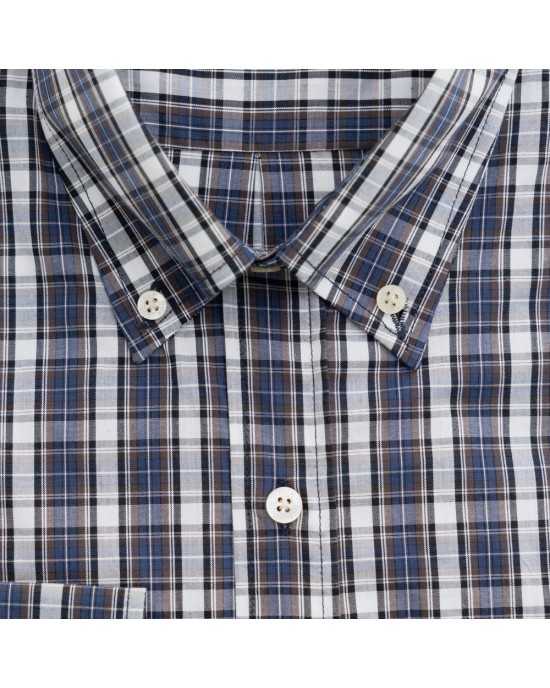 Ανδρικό πουκάμισο DUR βαμβακερό σε κανονική γραμμή καρό μπλε