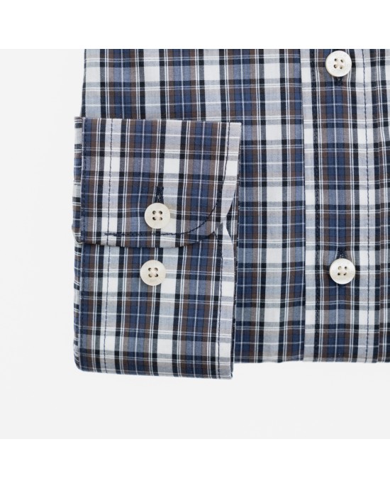 Ανδρικό πουκάμισο DUR βαμβακερό σε κανονική γραμμή καρό μπλε