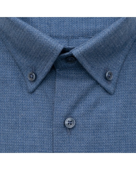 Ανδρικό πουκάμισο DUR ζακάρ φανελένιο μπλε