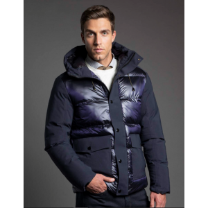 Μπουφάν puffer Makis Tselios μπλε γυαλιστερό