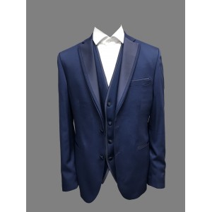 Ανδρικό κουστούμι Makis Tselios αμπιγιέ πικέ με αποσπώμενο πέτο μπλε