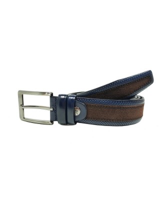 Δερμάτινη ζώνη σουέτ μπλε καφέ