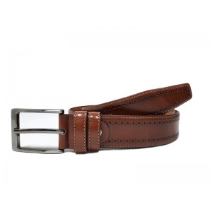 Δερμάτινη ζώνη τρυπιτή καφέ