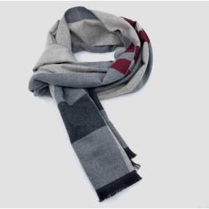 Κασκόλ unisex διπλής όψης γκρι μπορντώ Κασκόλ unisex διπλής όψης γκρι μπορντώ