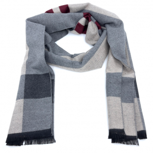 Κασκόλ unisex διπλής όψης γκρι μπορντώ Κασκόλ unisex διπλής όψης γκρι μπορντώ