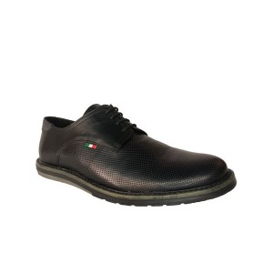 Δερμάτινο παπούτσι τρυπητό με λαδί σόλα μαύρο Δερμάτινο παπούτσι τρυπητό με λαδί σόλα μαύρο