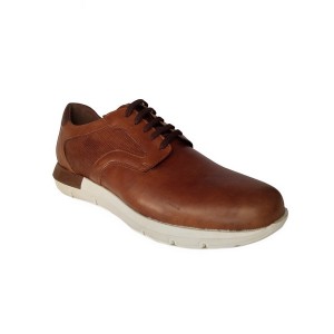 Δερμάτινο παπούτσι δετό καφέ με λευκή σόλα Δερμάτινο παπούτσι δετό καφέ με λευκή σόλα