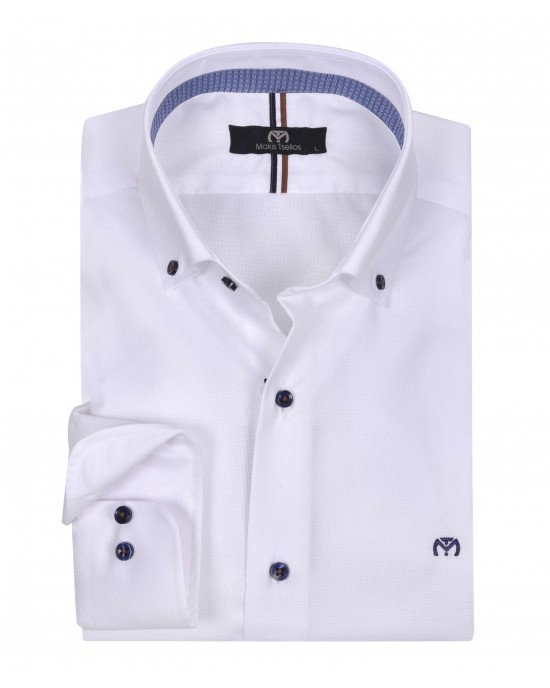 Ανδρικό πουκάμισο σε slim fit λευκό