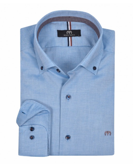 Ανδρικό πουκάμισο σε κανονική γραμμή μπλε