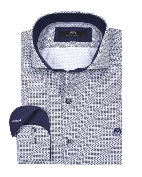 Men's shirt in regular line design white blue Men's shirt in regular line design white blue