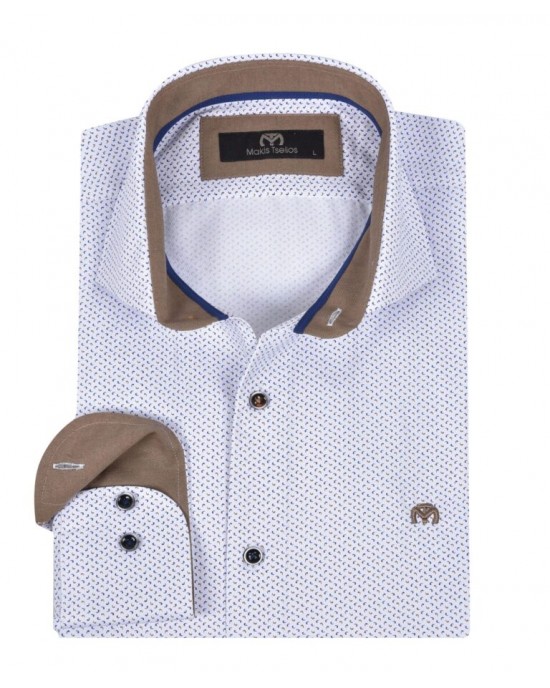 Ανδρικό πουκάμισο σε κανονική γραμμή σιελ ταμπά
