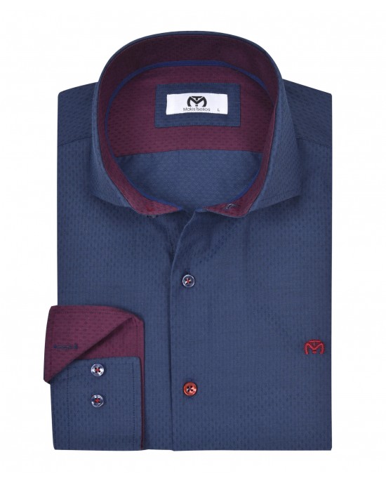 Men's shirt in regular line blue red Men's shirt in regular line blue red
