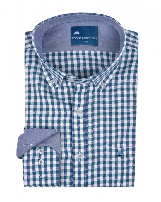 Ανδρικό πουκάμισο σε κανονική γραμμή μπλε καρό