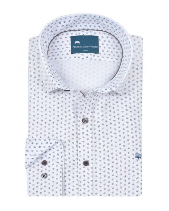 Ανδρικό πουκάμισο σε κανονική γραμμή με σχέδιο καφέ μπλε