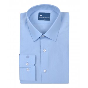 Ανδρικό πουκάμισο σε κανονική γραμμή σιελ μονόχρωμο Ανδρικό πουκάμισο σε κανονική γραμμή σιελ μονόχρωμο