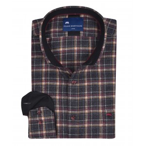 Πουκάμισο καρό βαμβακερό Frank Barrymore καφέ Πουκάμισο καρό βαμβακερό Frank Barrymore καφέ