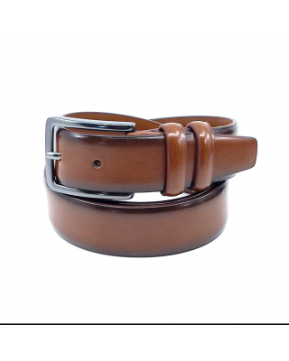 Δερμάτινη Ζώνη καφέ με λεπτομέρεια μαύρη