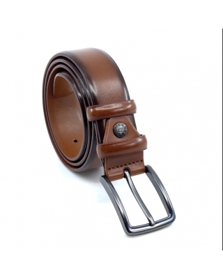 Δερμάτινη Ζώνη καφέ με λεπτομέρεια μαύρη