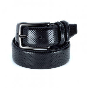 Δερμάτινη Ζώνη μαύρη με τρυπιτό σχέδιο