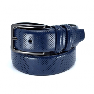 Δερμάτινη Ζώνη τρυπητή μπλε