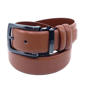 Δερμάτινη Ζώνη με ανάγλυφο σχέδιο καφέ