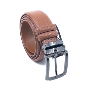 Δερμάτινη Ζώνη με ανάγλυφο σχέδιο καφέ