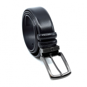 Δερμάτινη Ζώνη τρυπητή μαύρη