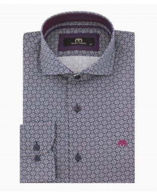 Ανδρικό πουκάμισο makis tselios μπλε-μωβ με ανάγλυφο σχέδιο .