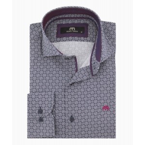 Ανδρικό πουκάμισο makis tselios μπλε-μωβ με ανάγλυφο σχέδιο .