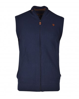 Πλεκτό αμάνικο μπλε Makis Tselios με πλαϊνές τσέπες.